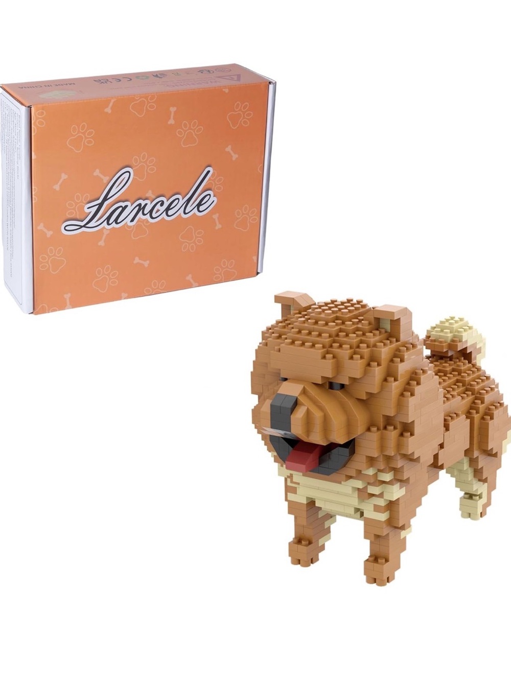 Chow Chow Dog Building Block Model - Tan